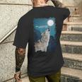 イエローストーン国立公園 オオカミのお土産 記念品 ギフト メンズTシャツ バックプリント 彼への贈り物