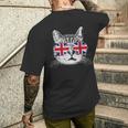 イギリス ユニオンジャック フラッグ イギリス 猫 イギリス メンズTシャツ バックプリント 彼への贈り物