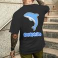 イルカ Dolphin ドルフィン【どうぶつフレンズ】水族館 海の生き物 ゆるくて かわいい 動物 イラスト メンズTシャツ バックプリント 彼への贈り物