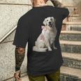 イングリッシュクリーム ゴールデンレトリバー 子犬 ピンク リボン クリーン ガール メンズTシャツ バックプリント 彼への贈り物