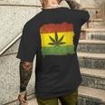 ウィード マリファナ ガンジャ リーフ ラスタ フラッグ 大麻 恋人 ギフト メンズTシャツ バックプリント 彼への贈り物