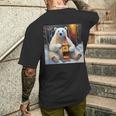 ウイスキーが飲みたいと目で訴える白熊 半袖 男女兼用 メンズTシャツ バックプリント 彼への贈り物