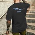 エアラインジェット777飛行機旅客機ジャンボジェット メンズTシャツ バックプリント 彼への贈り物