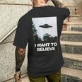エイリアン Ufo ハンターシャツ I Want To Believe メンズTシャツ バックプリント 彼への贈り物