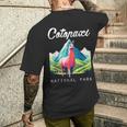 エクアドル コトパクシ国立公園 レトロ ラマ お土産 ハイキング メンズTシャツ バックプリント 彼への贈り物