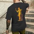 エジプトの女神バステトの彩色画 メンズTシャツ バックプリント 彼への贈り物