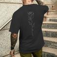 エレガントなフラワーラインアート ミニマルなフローラルアートワーク ローズ メンズTシャツ バックプリント 彼への贈り物