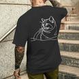 エレガントなラインアート ブリティッシュショートヘアの猫 メンズTシャツ バックプリント 彼への贈り物