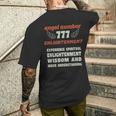 エンジェルナンバー777エンライトメント数秘術パーソナルナンバー777 メンズTシャツ バックプリント 彼への贈り物