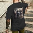 オオカミの部族 野生動物 ウルフ マウンテン メンズTシャツ バックプリント 彼への贈り物