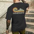 オーストラリア 休暇のお土産 レトロ ビンテージ スカイライン メルボルン メンズTシャツ バックプリント 彼への贈り物