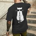 オーボエで遊ぶサングラスをかけた猫 メンズTシャツ バックプリント 彼への贈り物