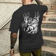カエル ウシガエル ヒキガエル 炎 ブラックワーク メンズTシャツ バックプリント 彼への贈り物