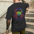 カニ曼荼羅動物モチーフアートカニ メンズTシャツ バックプリント 彼への贈り物