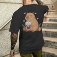 カピバラ ボバ バブルティー キッズ ガールズ キッズ カワイイ カピバラ メンズTシャツ バックプリント 彼への贈り物