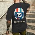 カフェレーサー トレンディ シンプル ヘルメット デザイン バイク メンズTシャツ バックプリント 彼への贈り物