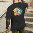 カラフル スプラッター ペイント 水彩 スマイル フェイス ユニセックス メンズTシャツ バックプリント 彼への贈り物