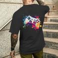 カラフルなビデオゲームコントローラー ジョイスティック コンソール メンズTシャツ バックプリント 彼への贈り物