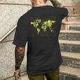 カラフルな地図 地球 タイムゾーン 国 大陸 地理 メンズTシャツ バックプリント 彼への贈り物