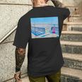 カリフォルニアの桟橋からのカラフルな海の景色 メンズTシャツ バックプリント 彼への贈り物