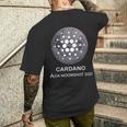 カルダノcardano暗号通貨 月へto The Moon 分散型金融 Defi ブロックチェーン メンズTシャツ バックプリント 彼への贈り物