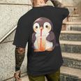 カワイイ ペンギンドリンク バブルティー ペンギンボバ メンズTシャツ バックプリント 彼への贈り物