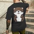 カワウソの赤ちゃん 動物 かわいい シンプルな小さなカワウソ メンズTシャツ バックプリント 彼への贈り物