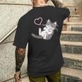 キジ白猫ぐっすり眠る猫ちゃん 猫好き メンズTシャツ バックプリント 彼への贈り物