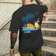 キューバ 熱帯の風景 ハバナ ギフト お土産 カリブ海 ヤシの木 冒険 メンズTシャツ バックプリント 彼への贈り物
