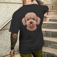 クリーム トイプードル 犬 いぬ 顔 メンズTシャツ バックプリント 彼への贈り物