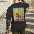 クロード モネ 面白いtシャツ 花 名作 アート ひまわりのブーケ 絵画 メンズ レディース 面白い 服 メンズTシャツ バックプリント 彼への贈り物