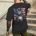 グレー 猫 ねこ バイク 星条旗 アメリカ メンズTシャツ バックプリント 彼への贈り物