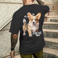 コーギー 天使 子犬 水彩 メンズTシャツ バックプリント 彼への贈り物