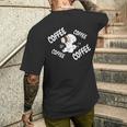 コーヒー ビション・フリーゼ 犬 メンズTシャツ バックプリント 彼への贈り物