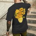 ゴッホのひまわりの現代美術の絵画 メンズTシャツ バックプリント 彼への贈り物