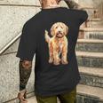 ゴールデンドゥードル犬 メンズTシャツ バックプリント 彼への贈り物
