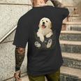 ゴールデンレトリバー ポケットに入った子犬 メンズTシャツ バックプリント 彼への贈り物