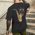 サクソフォニスト コロラド 蝶 音符 ジャズサックス メンズTシャツ バックプリント 彼への贈り物