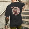 サムライキャット 日本戦士 サクラツリー 日本忍者 猫 メンズTシャツ バックプリント 彼への贈り物