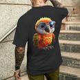 サングラスをかけたインコ コンゴウインコ オカメインコ かわいいインコ メンズTシャツ バックプリント 彼への贈り物