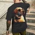 サングラスをかけたラブラドール・レトリバー 愛犬ラブラドール メンズTシャツ バックプリント 彼への贈り物