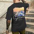 サントリーニ ギリシャ絵画 サントリーニ メンズTシャツ バックプリント 彼への贈り物
