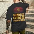 サンライズ特急電車 日本 東京 岡山 出雲 高松 メンズTシャツ バックプリント 彼への贈り物