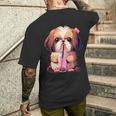シーズー ボバティー バブルティー アニメ カワイイ 犬 メンズTシャツ バックプリント 彼への贈り物