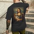 シーズー モナリザ 絵画 アート 犬 ママ お父さん メンズTシャツ バックプリント 彼への贈り物