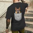 ジャーマンシェパード 犬の胸ポケット 犬の飼い主用 メンズTシャツ バックプリント 彼への贈り物