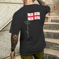 ジョージア シグネチャー フラッグ ポール エレガント 愛国的 ジョージア国旗 メンズTシャツ バックプリント 彼への贈り物