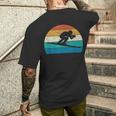 スキー スキー レース スラローム レトロ メンズTシャツ バックプリント 彼への贈り物