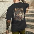 スチームパンク 猫 キティ 子猫 スチームパンク メンズTシャツ バックプリント 彼への贈り物