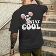 ステイ クール オーサム マウス ウェアリング サングラス 動物 ネズミ メンズTシャツ バックプリント 彼への贈り物